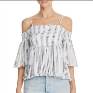 NWT ATM off shoulder stripe ruched tank top